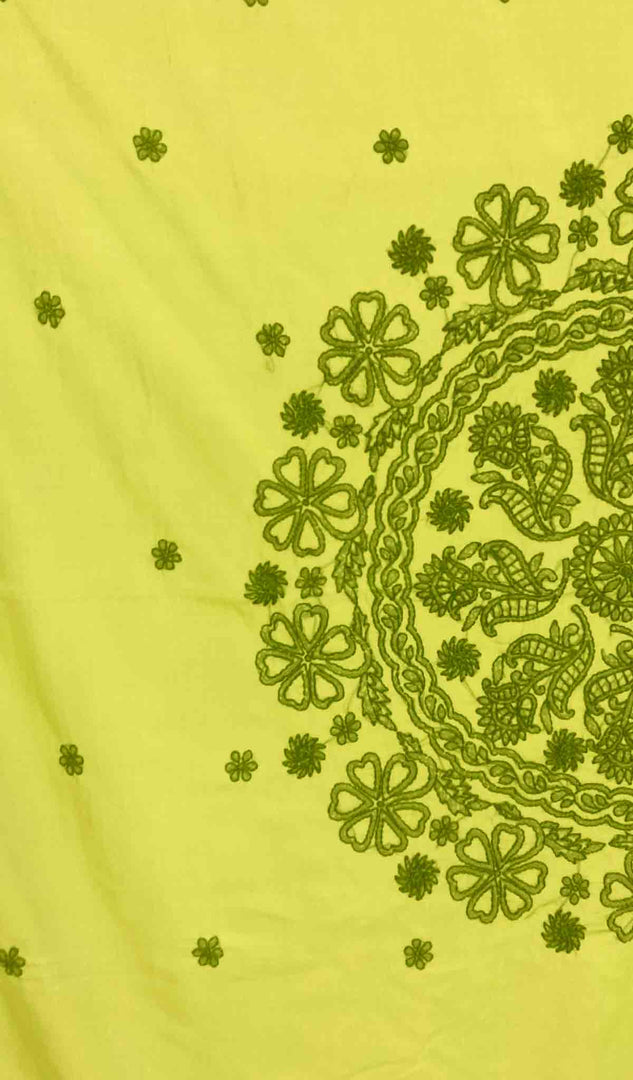 Lakhnavi 手工制作的棉质 Chikankari 桌布 - HONC041209