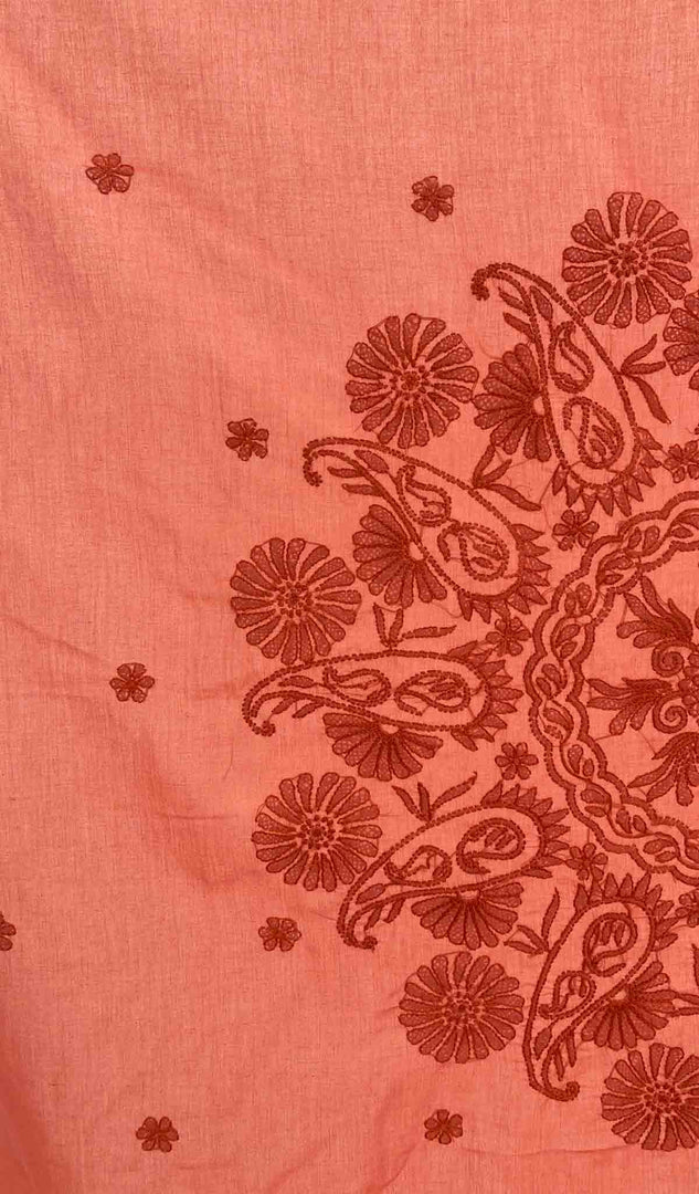 Lakhnavi 手工制作的棉质 Chikankari 桌布 - HONC041271