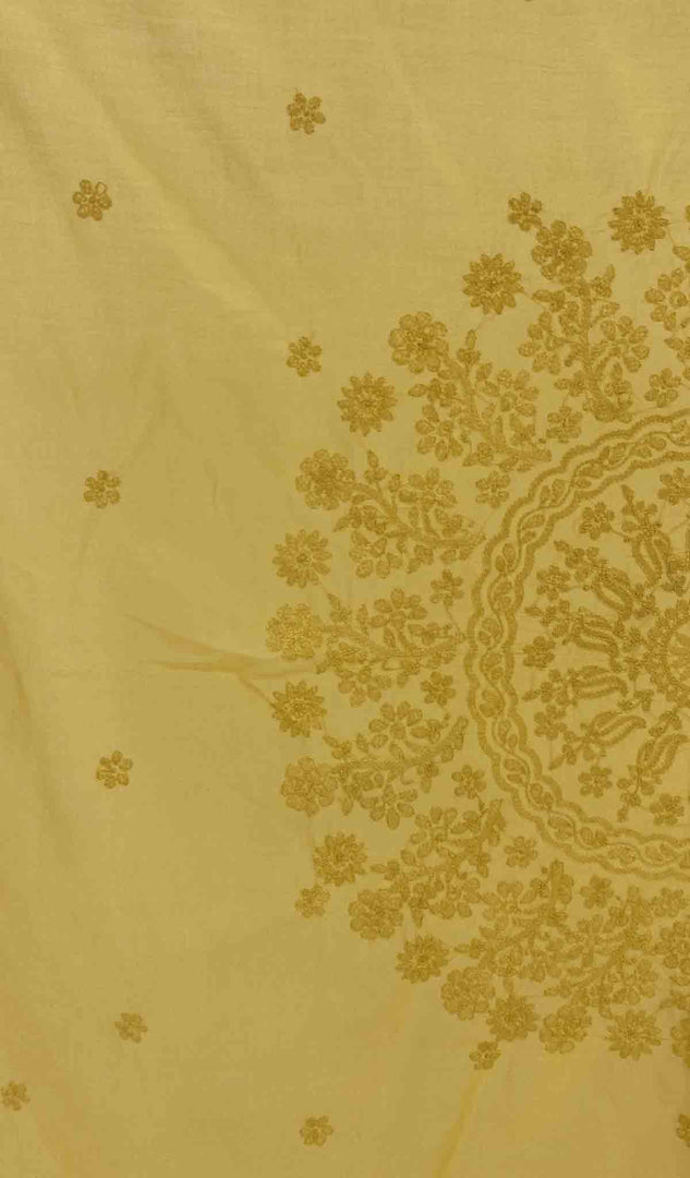 Lakhnavi 手工制作的棉质 Chikankari 桌布 - HONC041236