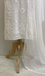 Load image into Gallery viewer, Women&#39;s Lucknowi Handcrafted Viscose Georgette Chikankari Suit Material  - HONC073998
