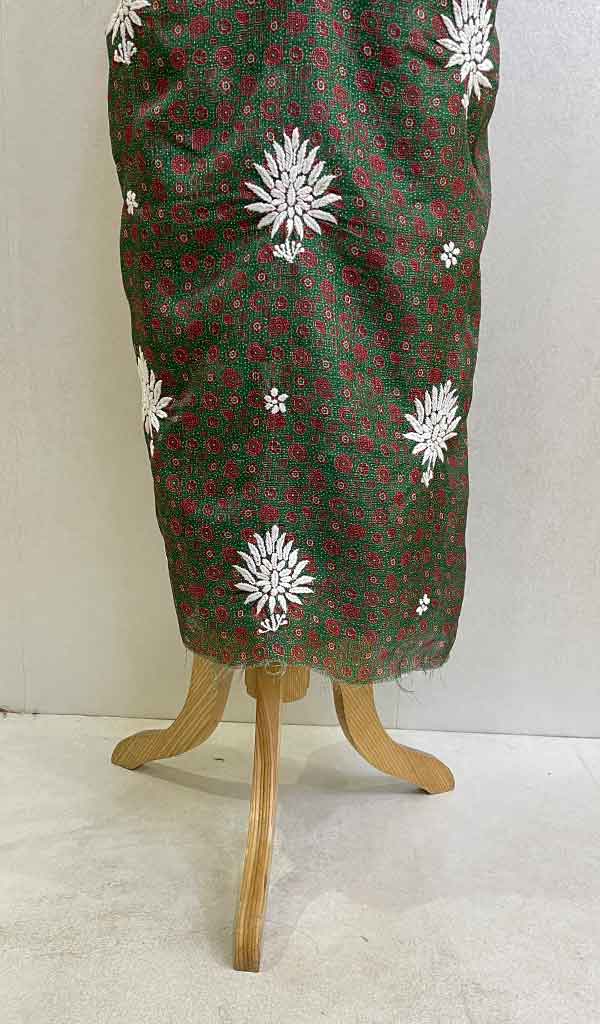 Lucknowi 手工制作 Kota 棉 Chikankari 未缝合 Kurti 面料 - Honc086927