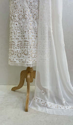 Load image into Gallery viewer, Women&#39;s Lucknowi Handcrafted Faux-Georgette Chikankari Suit Material - HONC089260

