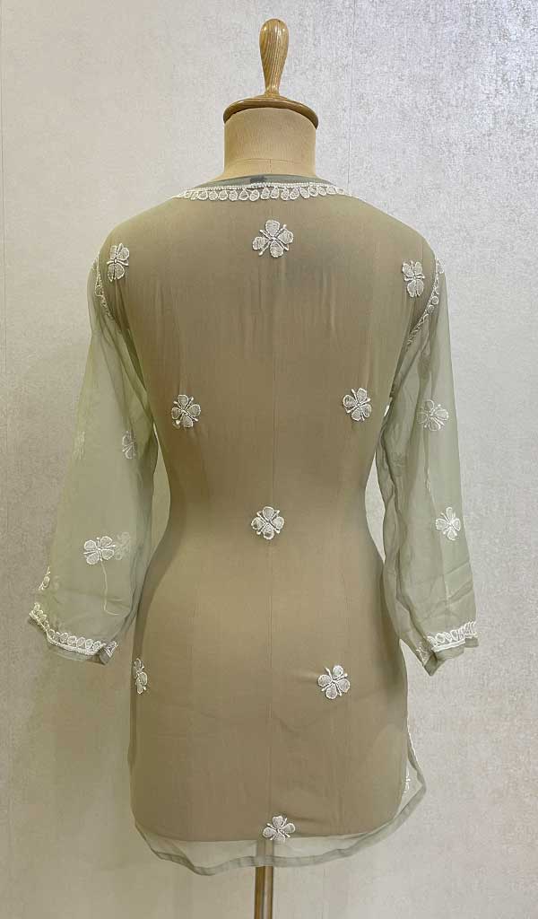 Women's Lakhnavi Handcrafted Fox-Georgette Chikankari Top - HONC093119