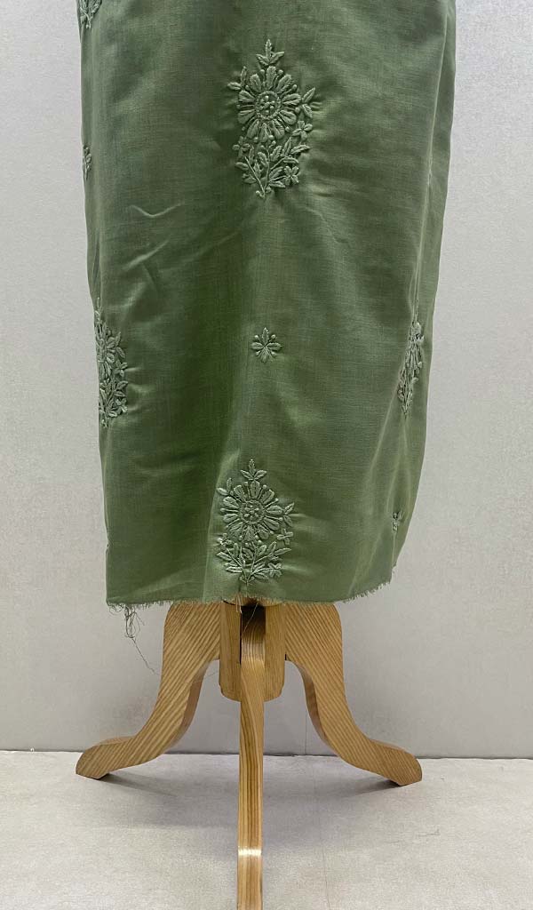Women's Lucknowi Handcrafted Cotton Chikankari Unstitched Kurti Fabric - Honc094192