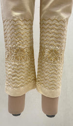 Load image into Gallery viewer, Women&#39;s Lakhnavi Handcrafted Cotton Chikankari Pant - HONC070166