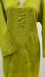 Load image into Gallery viewer, Women&#39;s Lucknowi Handcrafted Cotton Chikankari Kurti - HONC099179