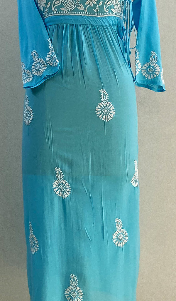 Neha Women's Lucknowi Handcrafted Modal Cotton Chikankari Angrakha Dress - HONC0102840