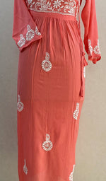 将图像加载到图库查看器中， Neha Women&#39;s Lucknowi Handcrafted Modal Cotton Chikankari Angrakha Dress - HONC0102786
