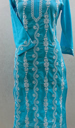 Load image into Gallery viewer, Women&#39;s Lakhnavi Printed Handcrafted Mulmul Cotton Chikankari Kurti - HONC0105946