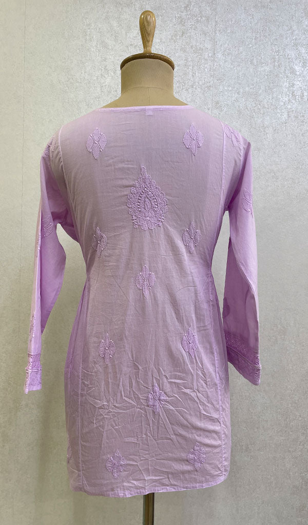 Lakhnavi 手工制作的 Chikankari 棉质上衣 - HONC0111291