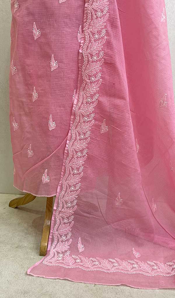 Women's Lakhnavi Handcrafted Kota Cotton Chikankari  Kurta  And Dupatta Set- HONC0114265