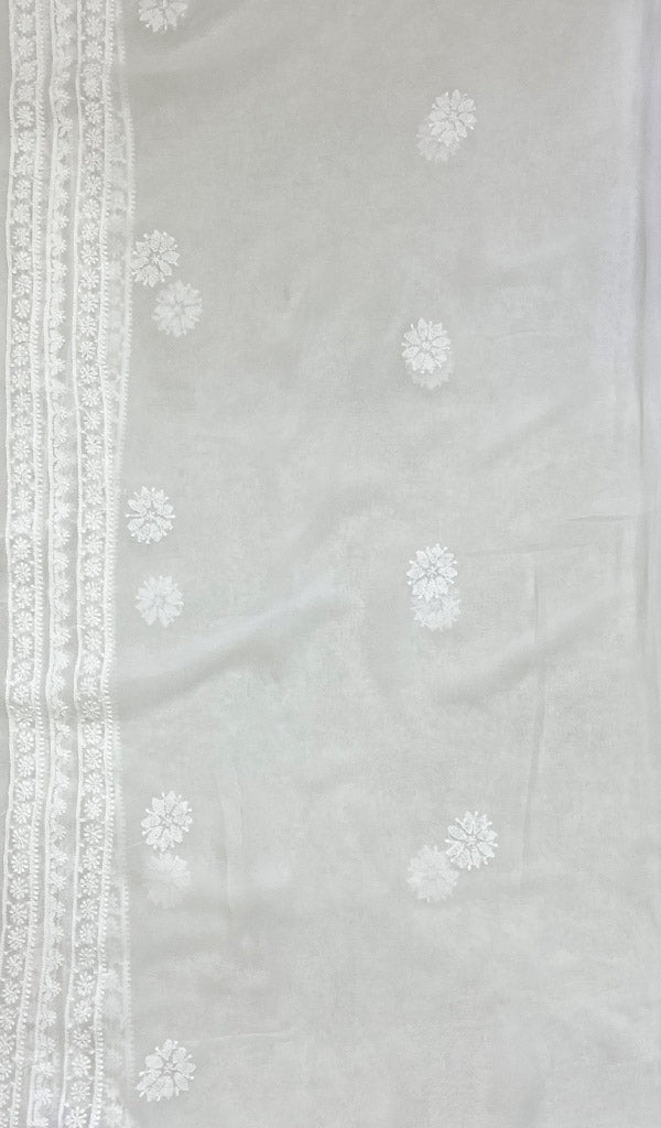Lucknowi 手工粘胶乔其纱 Chikankari Dupatta - Honc0115676