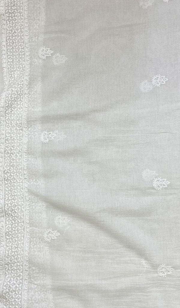 Lakhnavi 手工制作 Mul Chanderi Chikankari Dupatta - Honc0106056