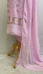 Load image into Gallery viewer, Women&#39;s Lucknowi Handcrafted Viscose Georgette Chikankari Suit Material - HONC0108658