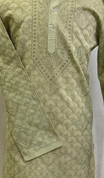 将图像加载到图库查看器中， Men&#39;s Lucknowi Handcrafted Cotton Chikankari Kurta -HONC0123567