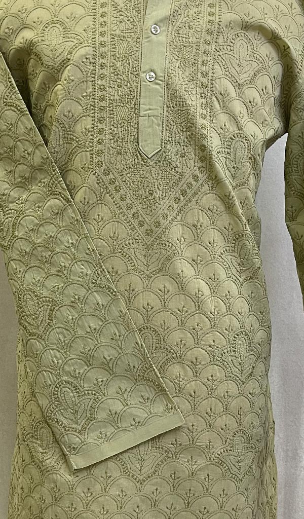 Men's Lucknowi Handcrafted Cotton Chikankari Kurta -HONC0123567