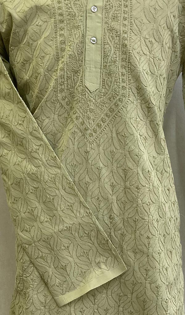 Men's Lucknowi Handcrafted Cotton Chikankari Kurta -HONC0123562