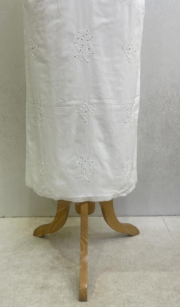White color Cotton Flex fabric for Women's Kurti Palazoo - Charu Creation