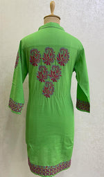 Load image into Gallery viewer, Women&#39;s Lakhnavi Handcrafted Cotton Chikankari Top - HONC082851