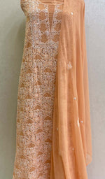 Load image into Gallery viewer, Women&#39;s Lucknowi Handcrafted Faux-Georgette Chikankari Suit Material - HONC0127048
