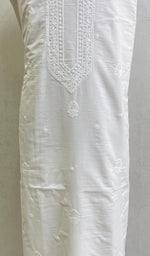 Load image into Gallery viewer, Lucknowi Handcrafted White Cotton Chikankari Unstitched Men&#39;s Kurta Fabric - HONC0124093