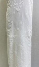 Load image into Gallery viewer, Lucknowi Handcrafted White Cotton Chikankari Unstitched Men&#39;s Kurta Fabric - HONC0124121