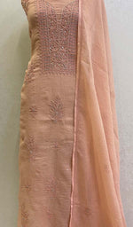 Load image into Gallery viewer, Women&#39;s Lucknowi Handcrafted Kota Cotton Chikankari Unstitched Kurta Dupatta Fabric - HONC0735700
