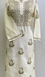 Load image into Gallery viewer, Women&#39;s Lucknowi Handcrafted Silk Chikankari Kurti - HONC0130089
