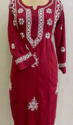 Load image into Gallery viewer, Women&#39;s Lucknowi Handcrafted Modal Cotton Chikankari Gown - HONC0122089