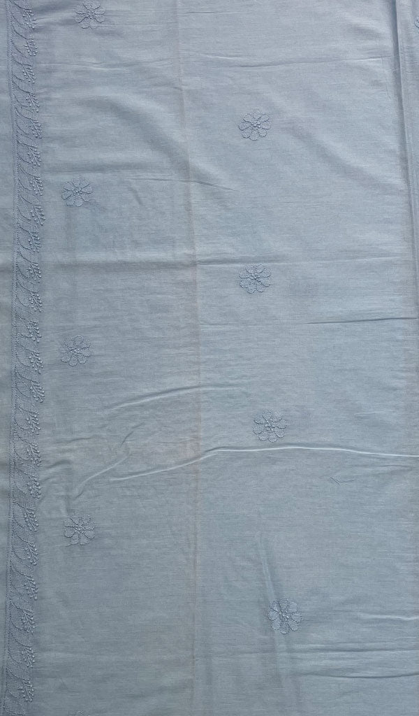 勒克瑙手工制作的棉质 Chikankari Dupatta - Honc082702