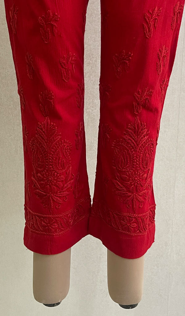 Women's Lucknowi Handcrafted Linen Cotton Chikankari Pant - HONC0134356