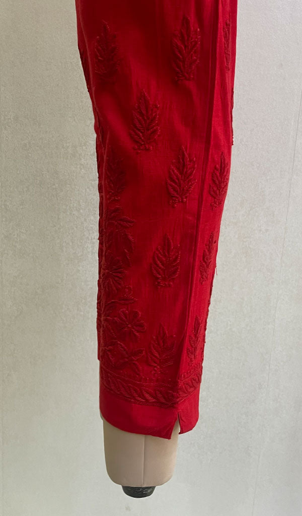 Women's Lucknowi Handcrafted Linen Cotton Chikankari Pant - HONC0134354