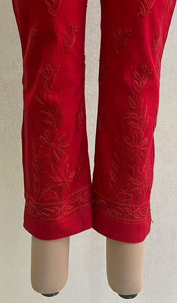 Women's Lucknowi Handcrafted Linen Cotton Chikankari Pant - HONC0134359