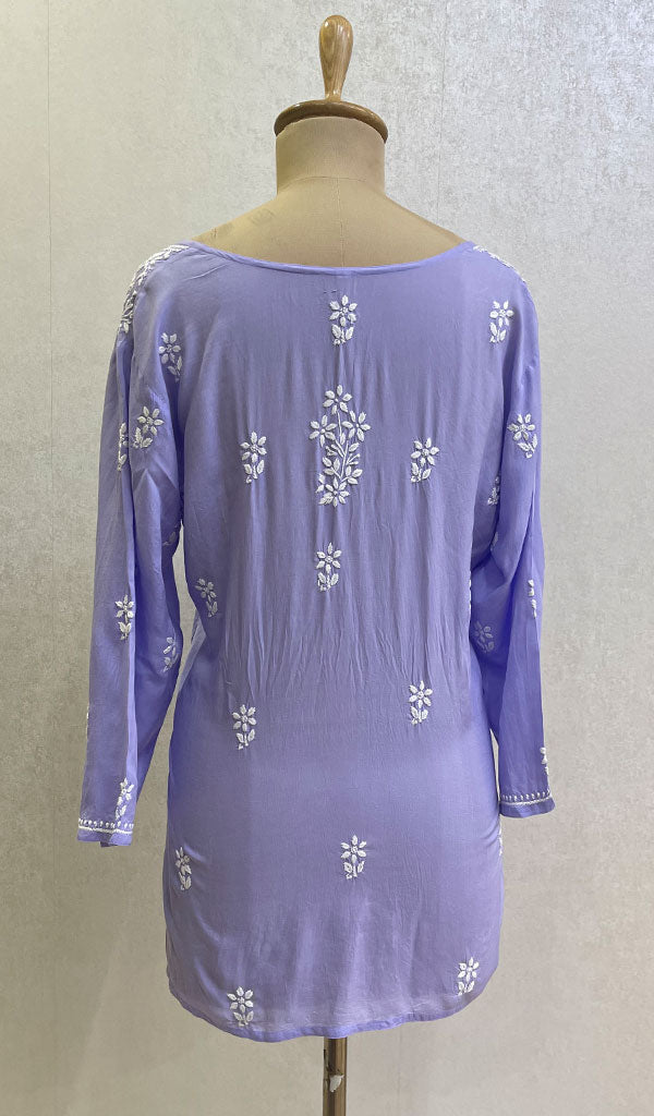 Lakhnavi 手工莫代尔棉 Chikankari 上衣 - HONC0136490