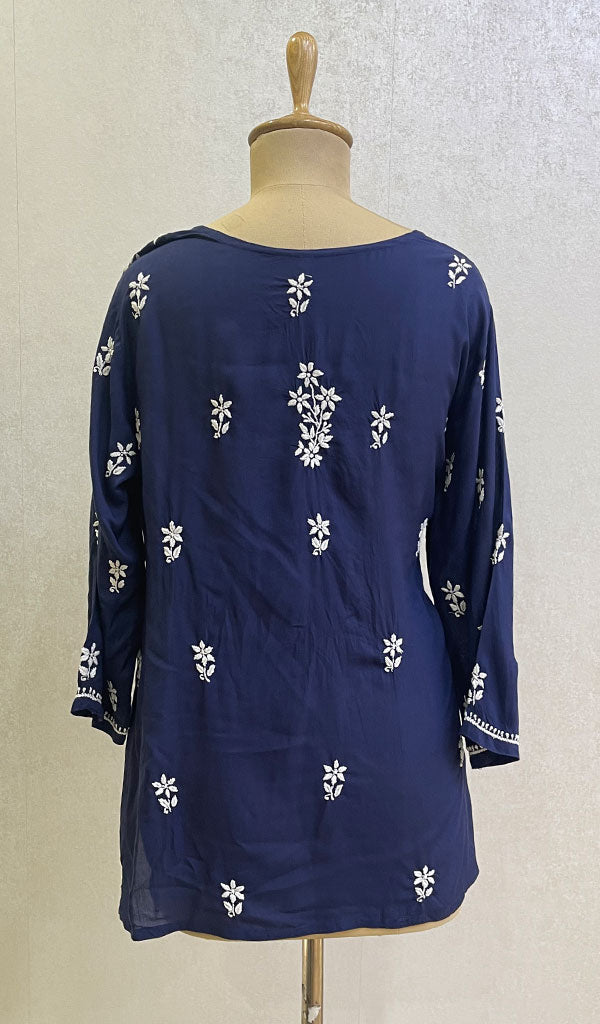 Lakhnavi 手工莫代尔棉 Chikankari 上衣 - HHONC0136481