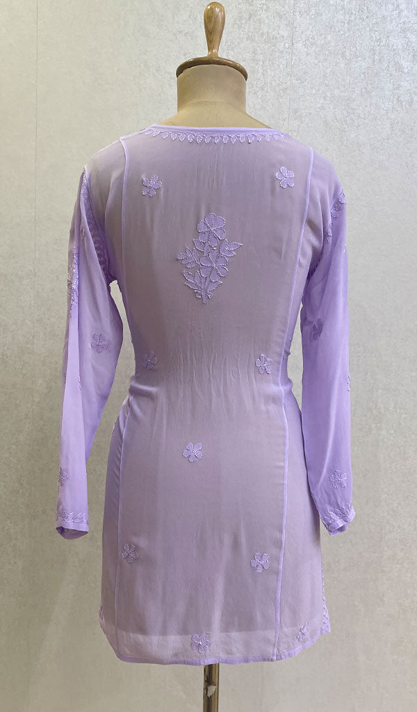 Lucknowi 手工粘胶乔其纱 Chikankari 上衣 - HONC0133200