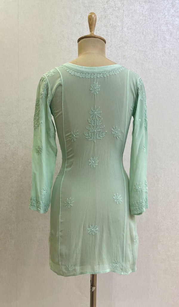 Lucknowi 手工粘胶乔其纱 Chikankari 上衣 - HONC0133203