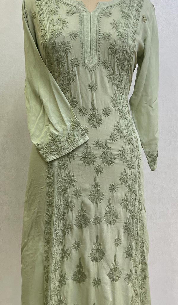 Women's Lucknowi Handcrafted Modal Cotton Chikankari Kurti - HONC0133844