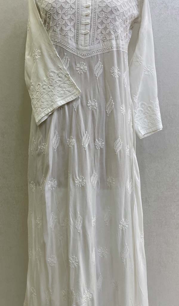 Women's Lakhnavi Handcrafted Mul Cotton Chikankari Dress - HONC0110750
