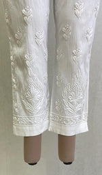 将图像加载到图库查看器中， Lucknowi 手工制作亚麻棉 Chikankari 裤子 - HONC0137050 
