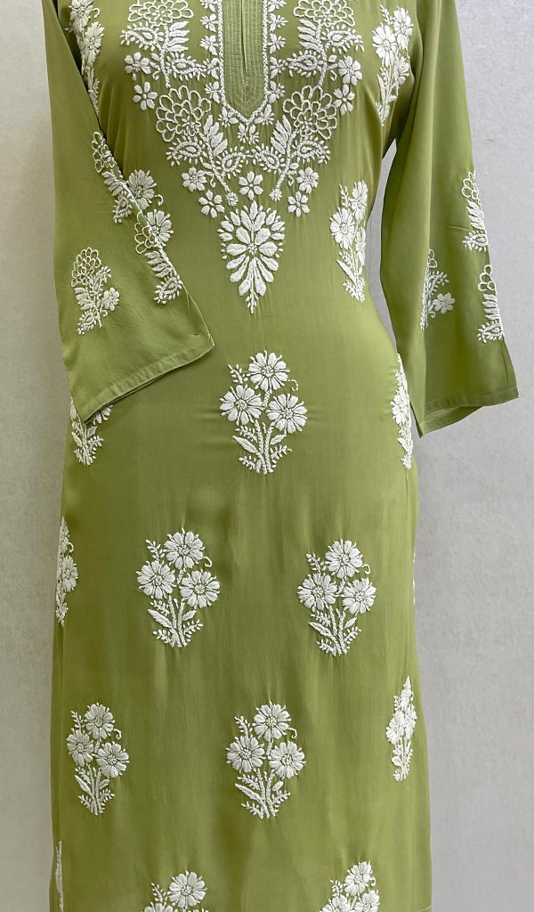 Women's Lucknowi Handcrafted Modal Cotton Chikankari Kurti - HONC0137357