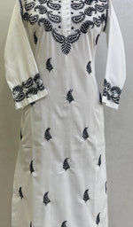 将图像加载到图库查看器中， Lakhnavi 手工制作 Mulmul 棉 Chikankari Kurti- HONC0135358
