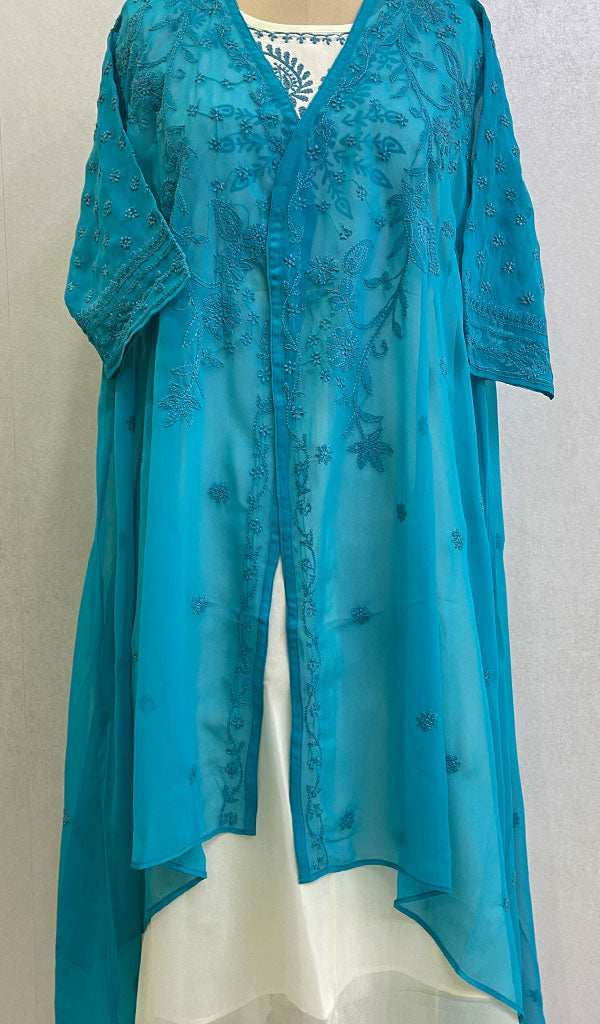 Haaya Women's Lakhnavi Handcrafted Faux-Georgette Chikankari Dress - HONC0137255