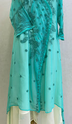 Load image into Gallery viewer, Haaya Women&#39;s Lakhnavi Handcrafted Faux-Georgette Chikankari Dress - HONC0137238

