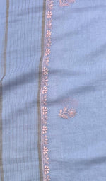 将图像加载到图库查看器中， Lakhnavi 手工制作 Chanderi 丝绸 Chikankari Dupatta - Honc01087420
