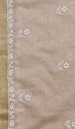 将图像加载到图库查看器中， Lakhnavi 手工制作 Chanderi 丝绸 Chikankari Dupatta - Honc0108753
