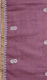 将图像加载到图库查看器中， Lakhnavi 手工纸巾 Chanderi 丝绸 Chikankari Dupatta - Honc0108730