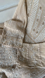 Load image into Gallery viewer, Women's Lakhnavi Handcrafted Tissue Chanderi Semi-Stitched Kurta And Dupatta Set - HONC0352165