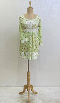 Rehnuma Women's Lakhnavi Handcrafted Printed Mulmul Cotton Chikankari Top - HONC0162226