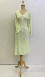Load image into Gallery viewer, Women&#39;s Lakhnavi Handcrafted Viscose Georgette Chikankari Kurti - HONC0140377
